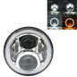 7" LED Headlight w/ DRL Angel Eyes for Harley Honda Yamaha Jeep H4