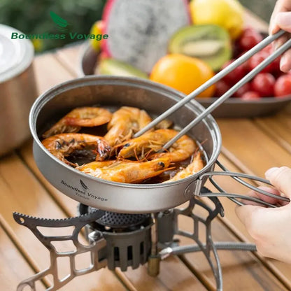 Boundless Voyage Titanium Pot Pan Set with Folding Handles Camping Cookware Hiking Outdoor Tableware-EXPROTAS