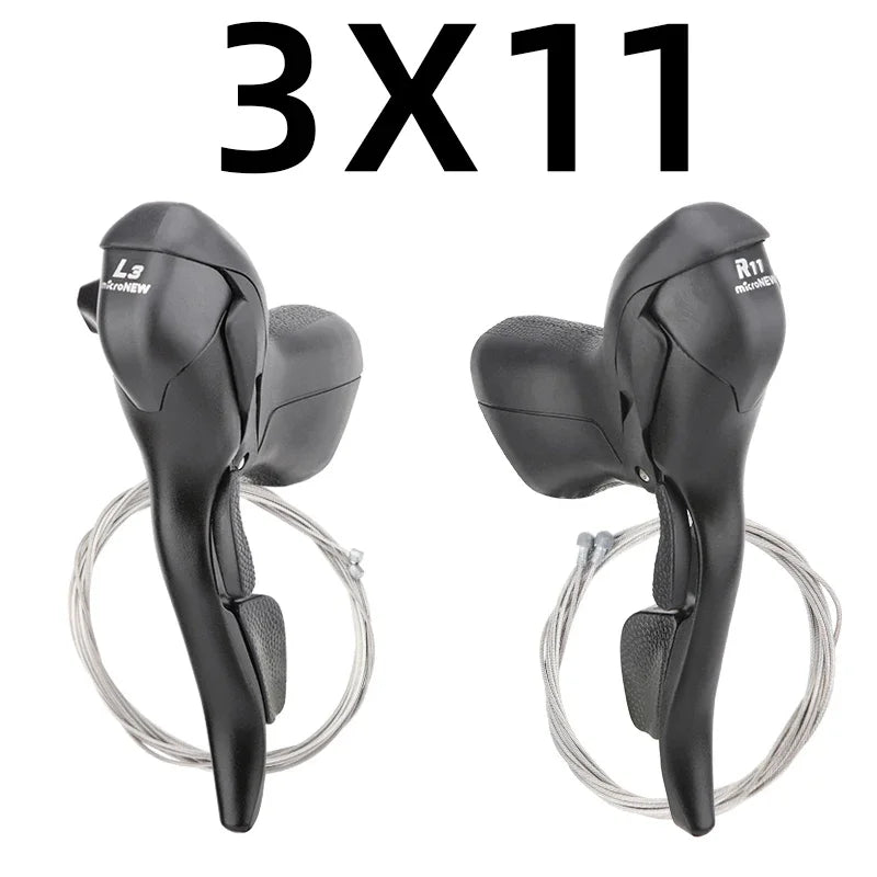 MicroNEW Road Bike Shifters 2×7–2×10 3×7–3×11 Brake Lever Set Compatible Shimano - EXPROTAS