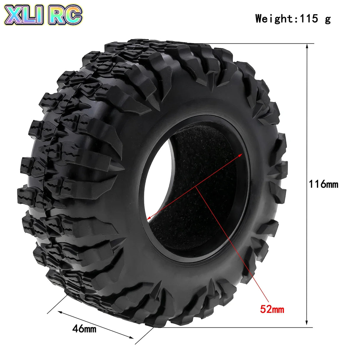 4Pcs Rubber Tire 2.2" for 1/10 RC Crawler Axial SCX10 TRX4 Wheels