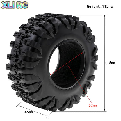 4Pcs Rubber Tire 2.2" for 1/10 RC Crawler Axial SCX10 TRX4 Wheels