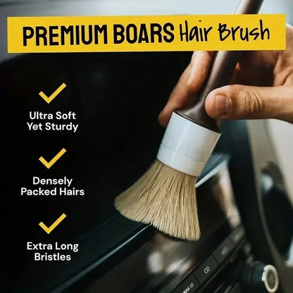 3PCS Interior Detail Brush Set Boar Hair Bristle Car Cleaning Brushes