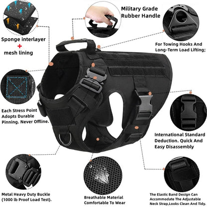 Tactical Military Vest Dog Harness & Leash Set for German Shepherds All Breeds