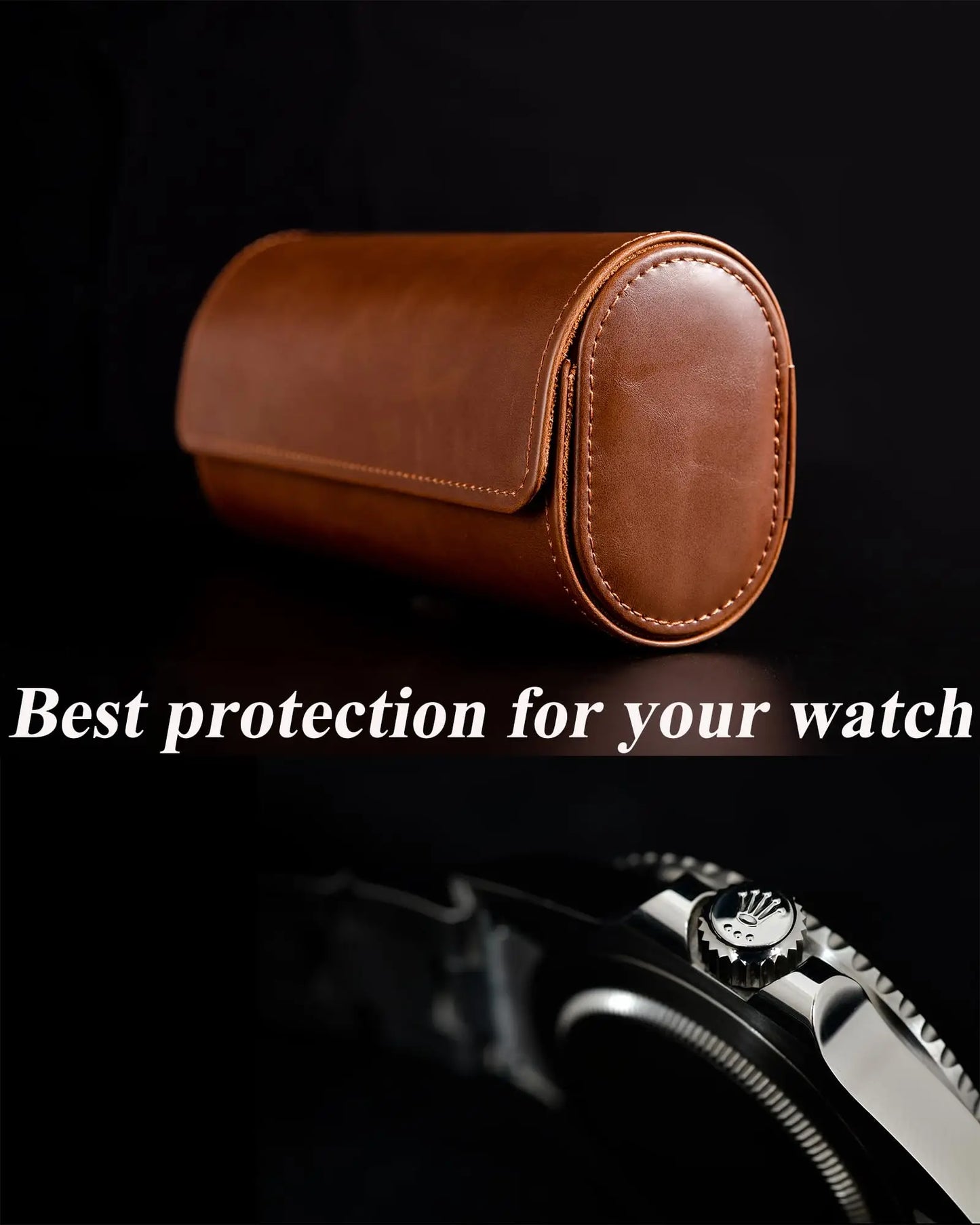 Leather Watch Case for Travel - Classic Rectangle Design, 1 Slot
