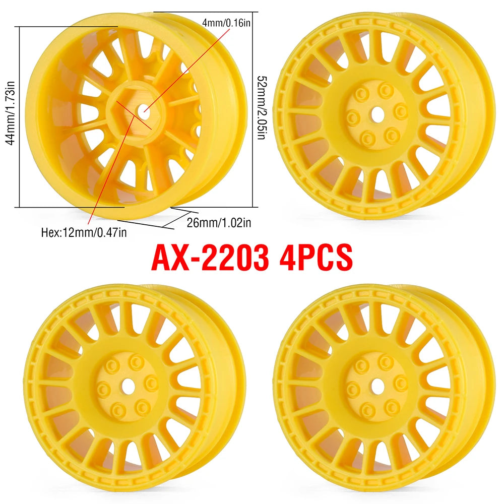 1/10 RC Wheels & Tires Set 12mm Hex On-Road Drift/Rally for Tamiya TT-02 Compatible Chassis