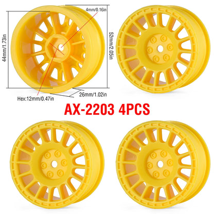 1/10 RC Wheels & Tires Set 12mm Hex On-Road Drift/Rally for Tamiya TT-02 Compatible Chassis