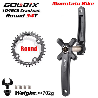 GOLDIX XT MTB Crankset 170/175mm 104BCD Wide Narrow Chainring Shimano SRAM 11–12s - EXPROTAS