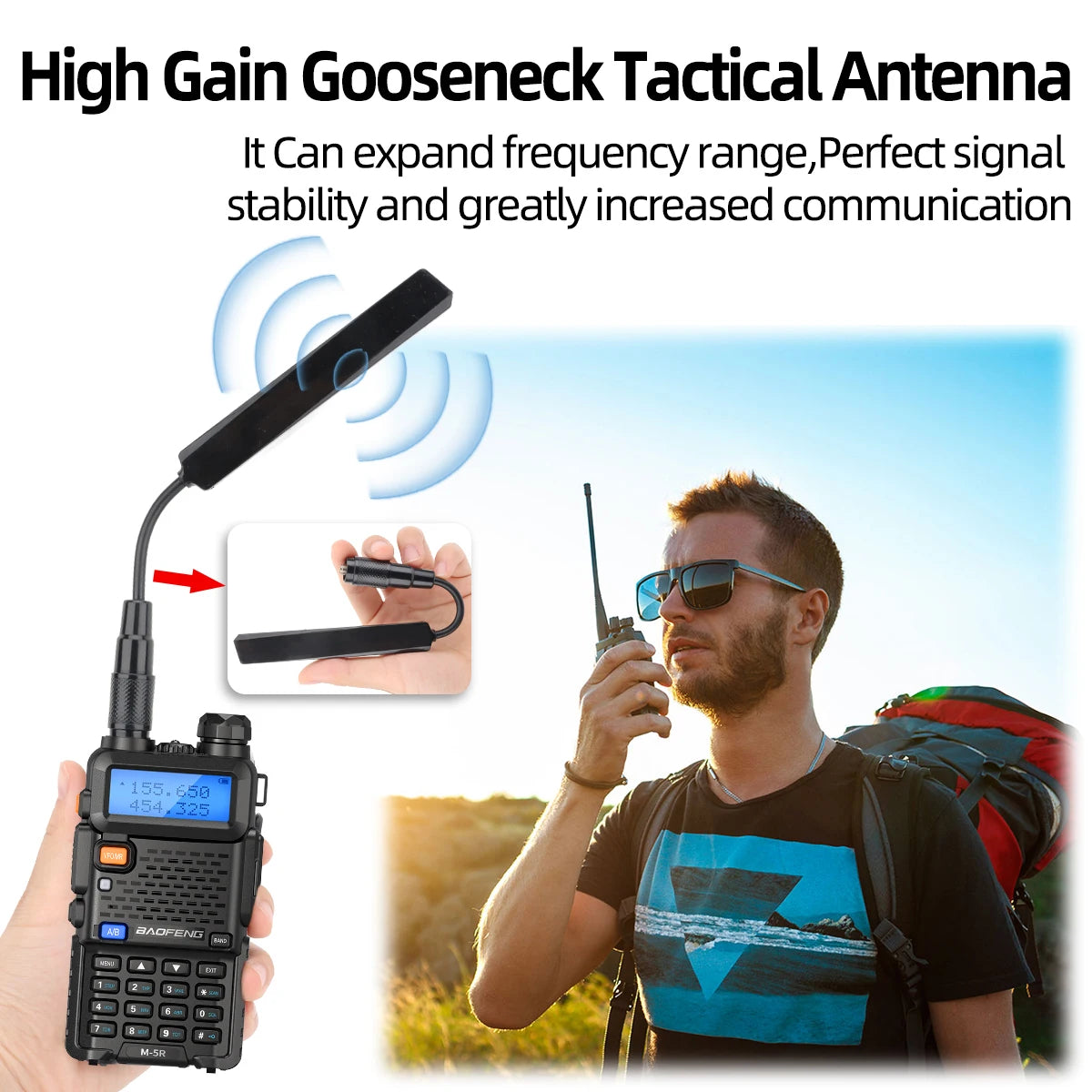 Gooseneck Tactical Antenna SMA-Female for Baofeng UV-5R VHF UHF 13 17 21
