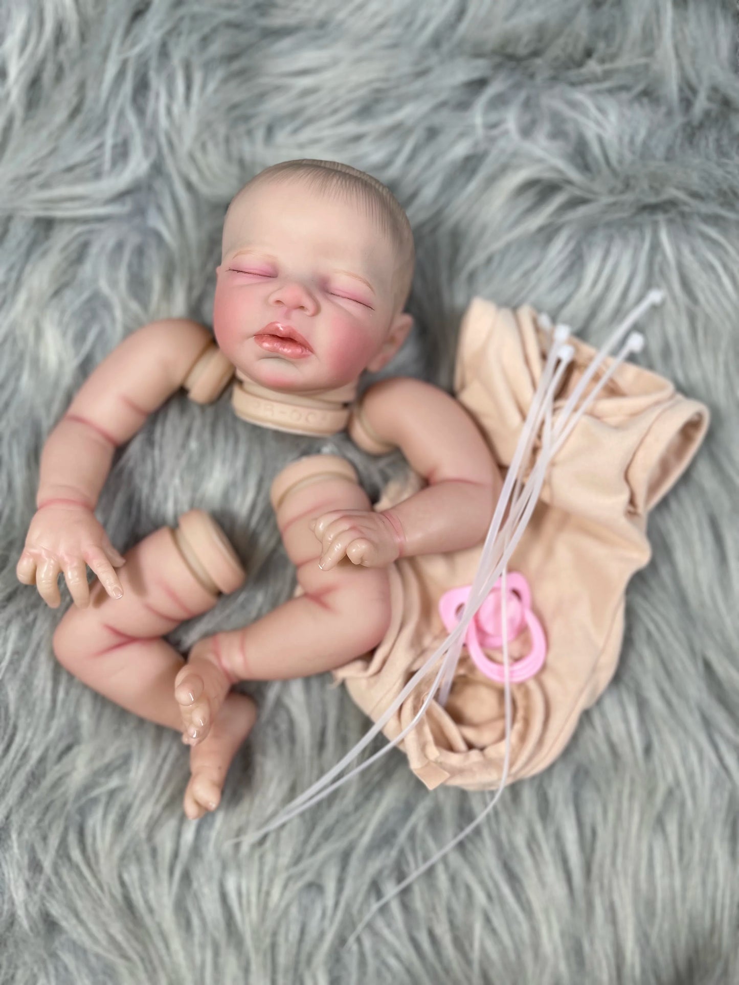 16" Reborn Baby Doll Kit Zendric 3D Painted Skin Parts Mold with Cloth Body