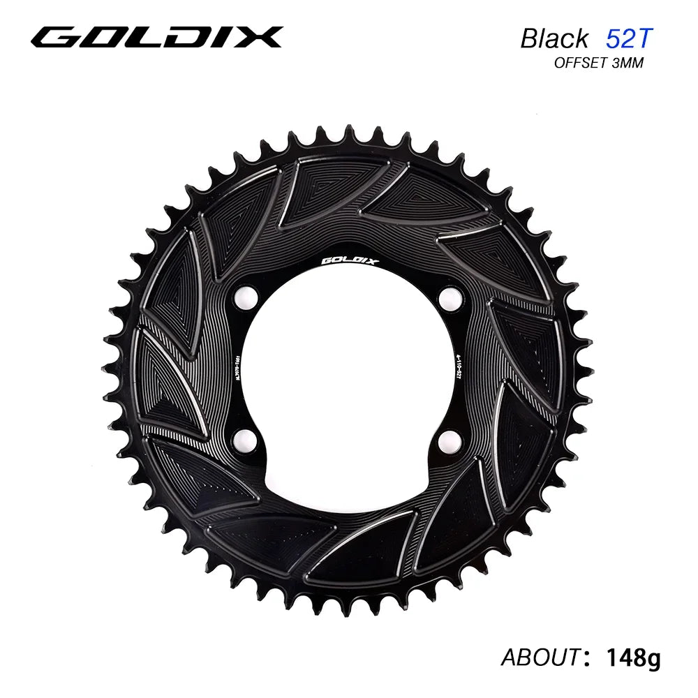 GOLDIX 110BCD AERO Chainring 3mm Offset 4-Bolt for Shimano R7000 R7100 R8100