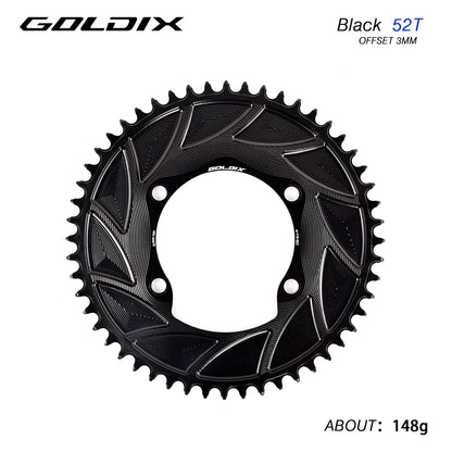 GOLDIX 110BCD AERO Chainring 3mm Offset 4-Bolt for Shimano R7000 R7100 R8100