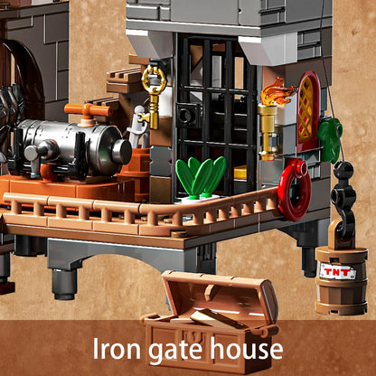 Pirate Ship Building Toys, Pirate Wharf Themed City Store Building Bricks Sets for Boys Age 8-12,868 Pieces, Advent Calendar-EXPROTAS