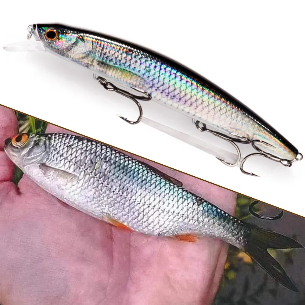 Treble Hook Minnow Lure 14cm 24g Fishing Wobbler for Pike Bass