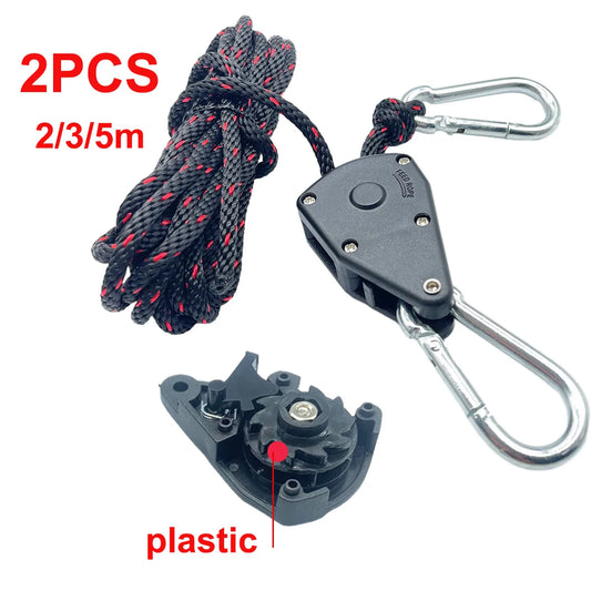 4mm Tent Rope Tightener Pulley Ratchet Hook for Camping Awning Canopy