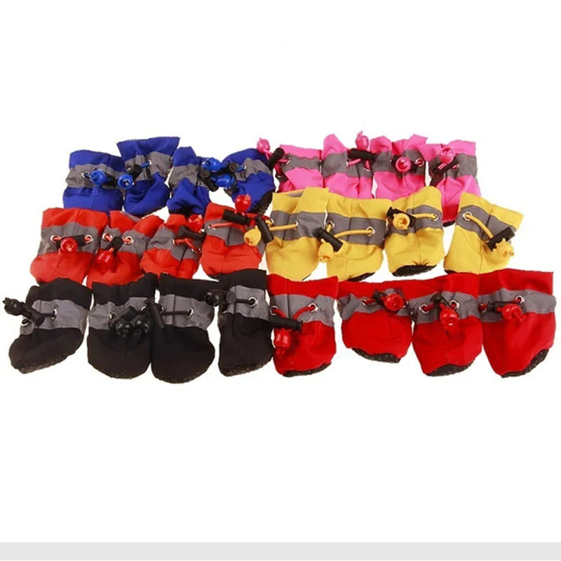 4Pcs Waterproof Pet Dog Shoes Anti-Slip Rain Boots for Small Dogs