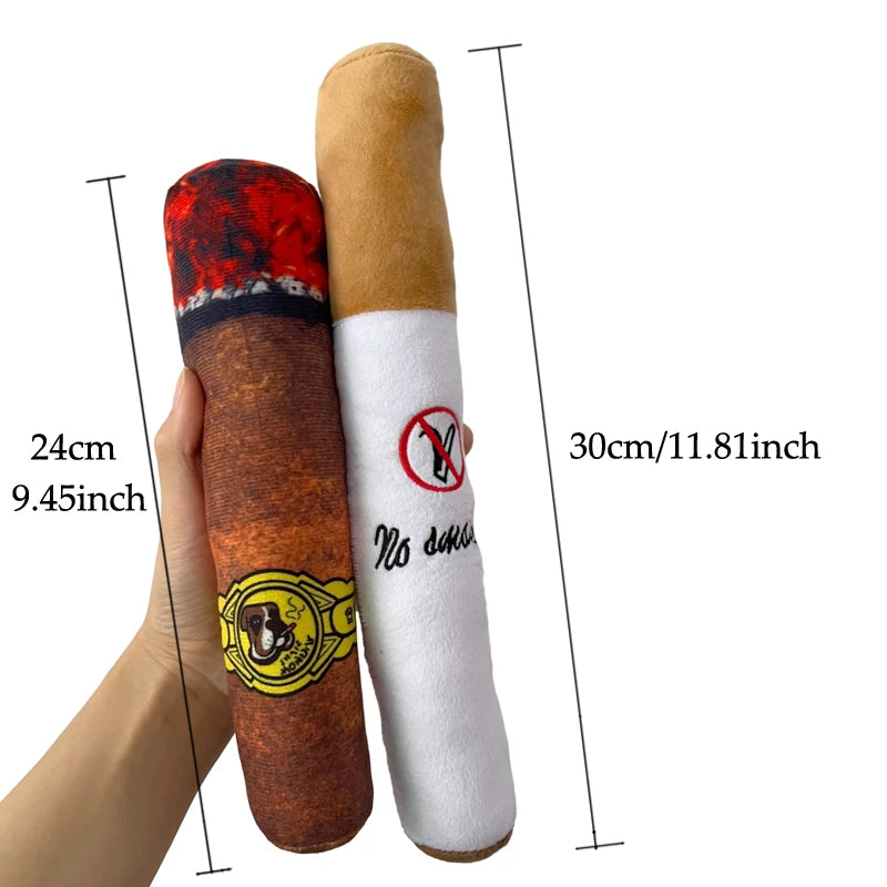 Plush Cigar Squeaky Dog Toy Funny Chew Molar Bite-Resistant Pet Toy Gift