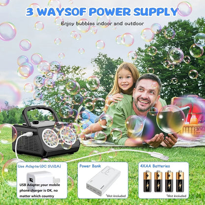 Automatic Bubble Machine Upgrade Bubble Blower with 2 Fans,50000+ Bubbles Per Minute Bubbles for Kids Portable Bubble Maker-EXPROTAS
