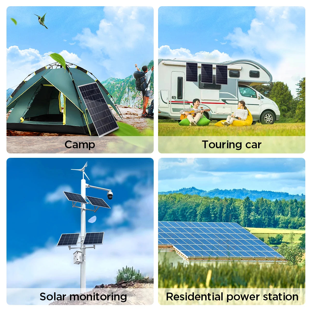 300W Solar Battery Panel Kit 12V Monocrystalline for RV Caravan Boat