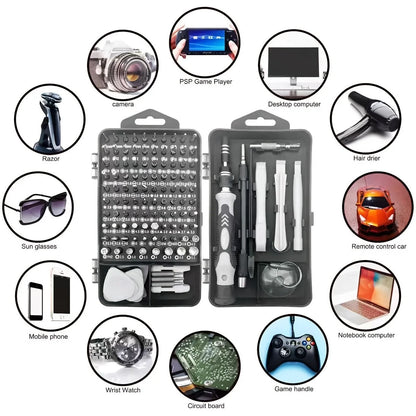 115Pcs Screwdriver Repair Set for Phone, Watch, Glasses, Laptop, Jewellers