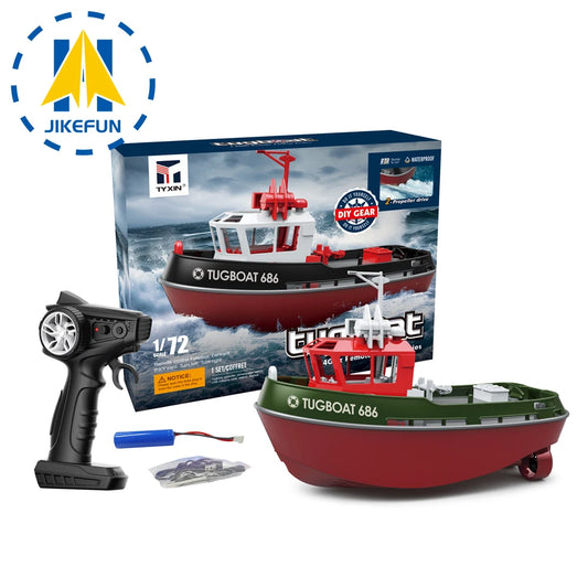 JIKEFUN 686 Rc Boat 2.4G 1/72 Powerful Dual Motor Long Range Wireless Electric Remote Control Tugboat Model  Toys for Boys Gift-EXPROTAS