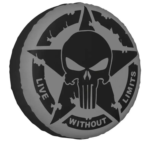 Military Tactical Skull Star Spare Tire Cover Dust-Proof Wheel Tire Cover Protector for Jeep SUV RV Trailer Car 14 15 16 17 Inch-EXPROTAS