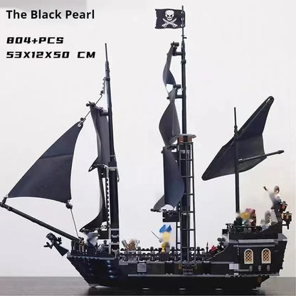 Pirates Black Pearl Ship Building Blocks 1:1 Caribbean Adventure Boat Model Toy Gift