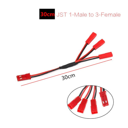 JST Plug Y Cable Male to 2 Female 22AWG Wire for RC Lipo Battery Connection