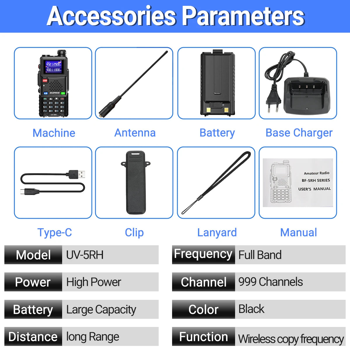 Baofeng UV 5RH 10W Walkie Talkie Long Range Air Band Ham Radio