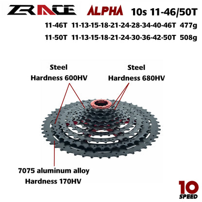 ZRACE ALPHA MTB Cassette 10–12 Speed HG/MS/XD Freehub 46T 50T 52T
