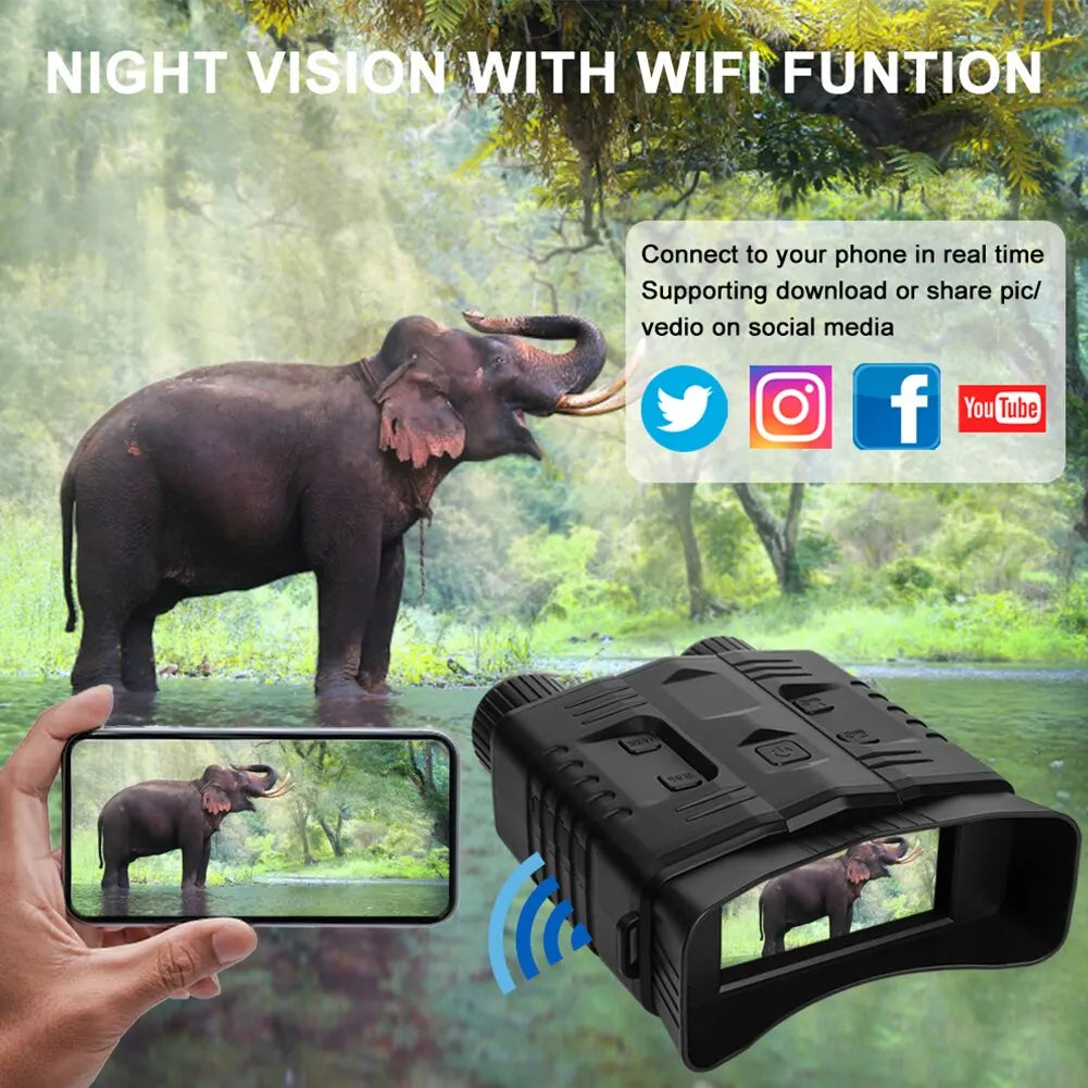 4K Night Vision Binoculars Device 10x Digital 800m Full Dark 8W Infrared WiFi Telescope Goggles For Hunting Camping Video Record-EXPROTAS
