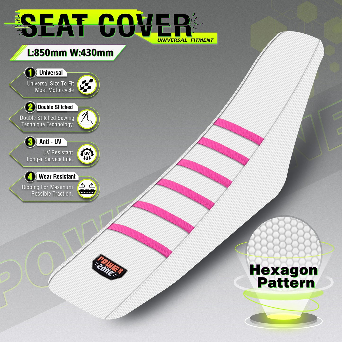 White Ribbed Waterproof Anti-Slip Seat Cover by Powerzone for SXF EXC KXF CRF