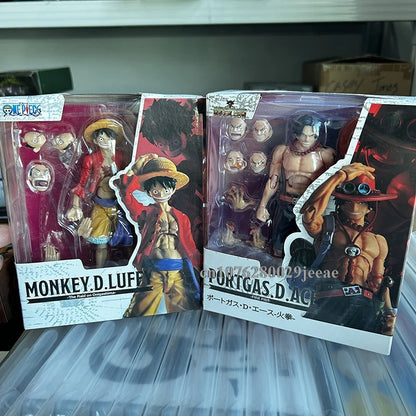 SHF One Piece Portgas D Ace Fire Fist Luffy PVC Movable Action Figure Toy