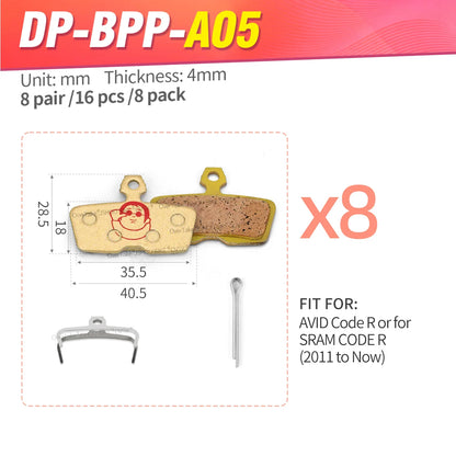 SRAM Code R RSC Avid Code All-Metal Brake Pads JSHOUBIKE Brass Powder