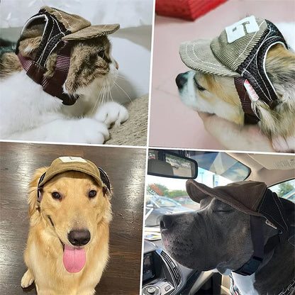 Dog Hat Sunscreen Pet Baseball Cap Outdoor Adjustable Hat with Ear Holes for Dogs