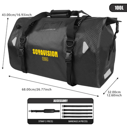 Motorcycle Waterproof TailBag Travel Outdoor Dry Luggage Roll Pack Bag 20/66/100L Motorbike Luggage Backpack Motorcycle Seat Bag