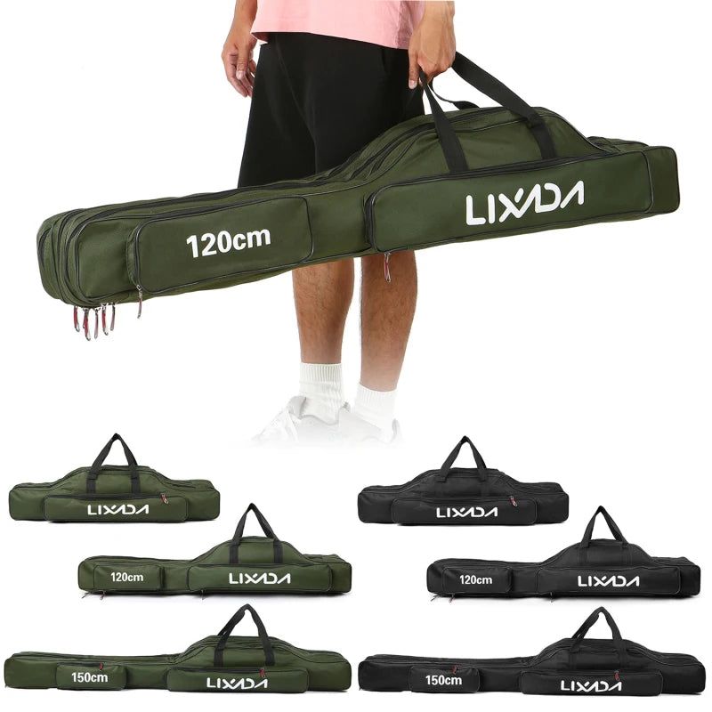 Lixada 3-Layer Fishing Rod Bag 90/120/150cm Folding Pole Reel Tackle Case
