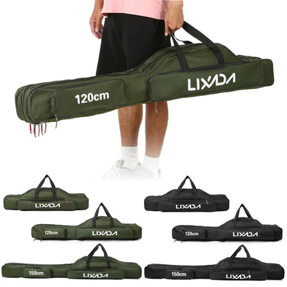 Lixada 3-Layer Fishing Rod Bag 90/120/150cm Folding Pole Reel Tackle Case