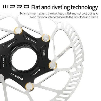 IIIPRO Ultralight Disc Brake Rotor 140/160mm 6-Bolt Center Lock 1.8mm Hollow