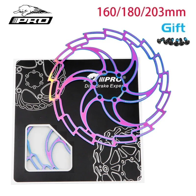 Colorful Stainless Steel Bike Disc Rotor 160/180/203mm 6-Bolt MTB Road Bicycle