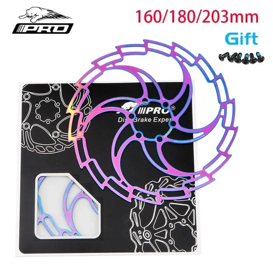 Colorful Stainless Steel Bike Disc Rotor 160/180/203mm 6-Bolt MTB Road Bicycle