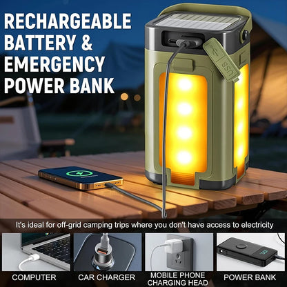 Camping Light Portable Solar Lantern USB Rechargeable LED Tent Lamp 2000mAh