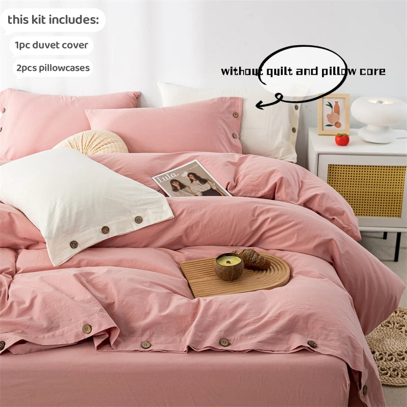 3pcs Double Duvet Cover King Size 100% Cotton Bedding Quilt Covers 220x240