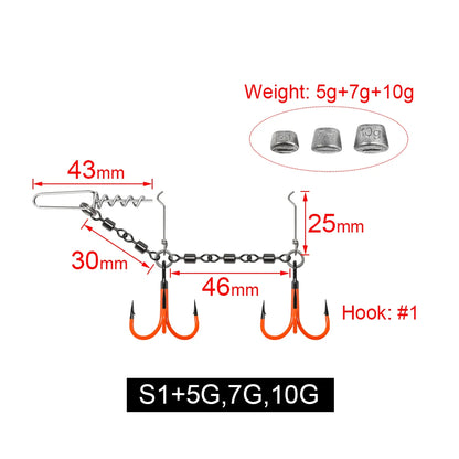 Uv-Active Fishing Hook Soft Bait Swimbait Rolling Swivel Rig #1 #1/0 #2/0