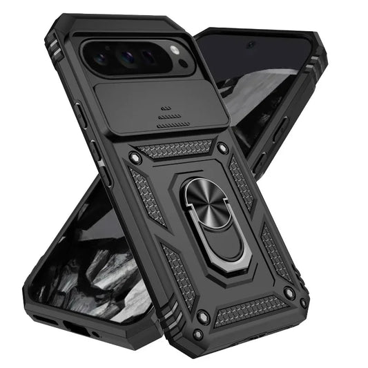 Google Pixel 6-9 Pro XL Armour Ring Case Camera Cover Shockproof Kickstand