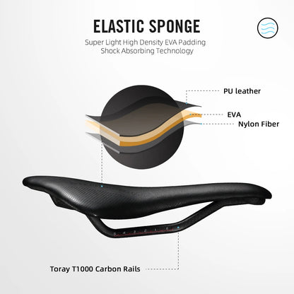 RYET Leather Road Bike Saddle | PU 7×9 Oval Rail Soft Cushion for Men’s MTB