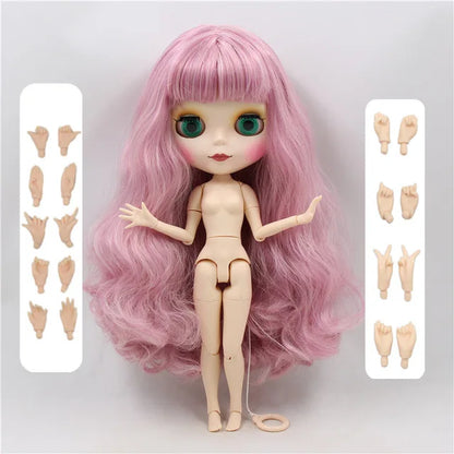 ICY DBS Blythe Doll 1/6 BJD Joint Body 30cm Pink Hair White Skin Nude Anime Toy