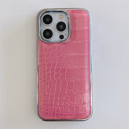 Colourful Crocodile Leather Case for iPhone 11-17 Air Pro Max Plus Shockproof