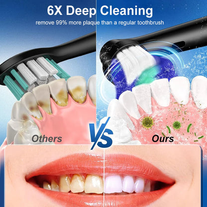 Electric Toothbrush Rechargeable Brush Rotating 8 Heads USB Timer Adults