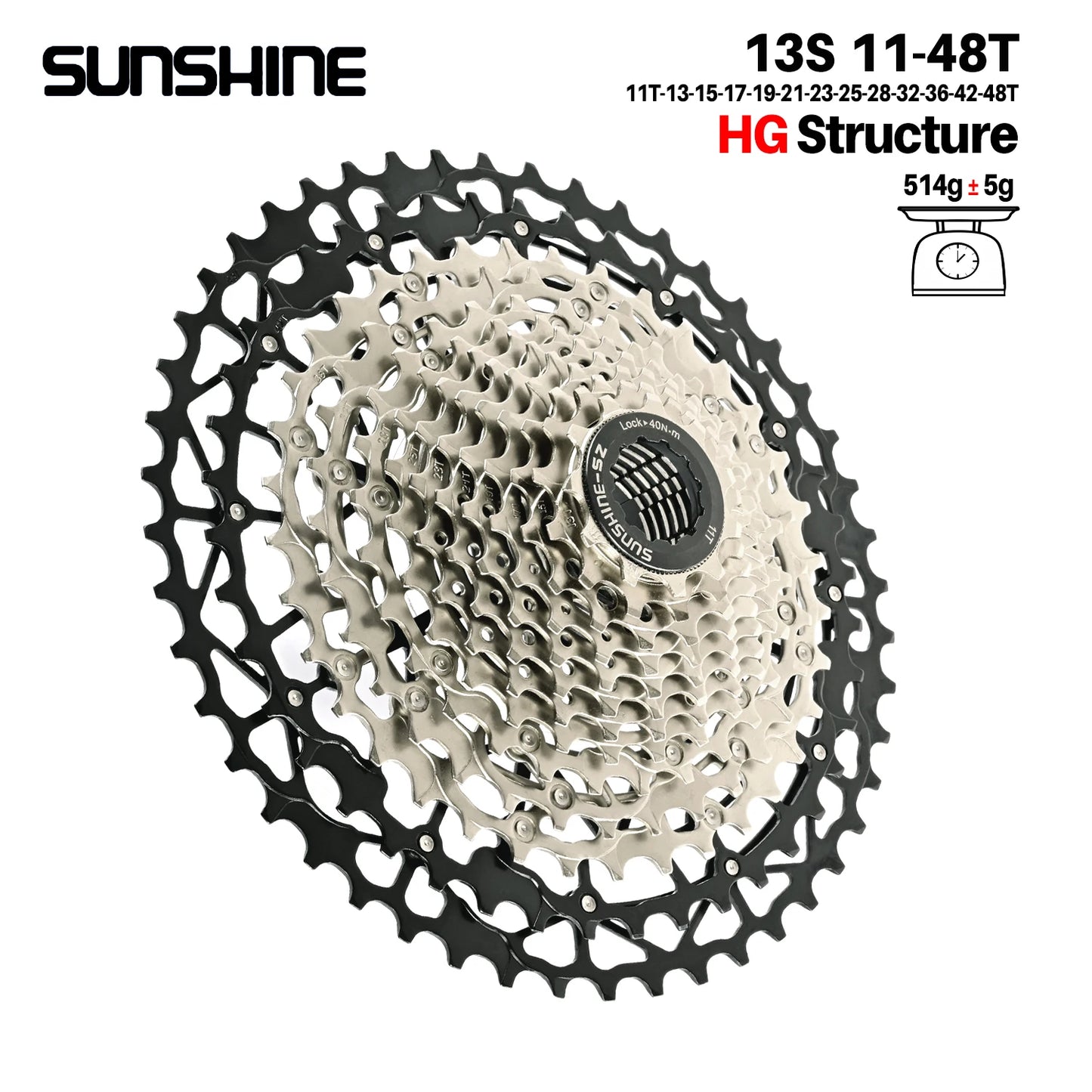 SUNSHINE Ultralight Carbon Steel Bicycle Cassette 9/10/11/12/13 Speed HG Sprocket MTB