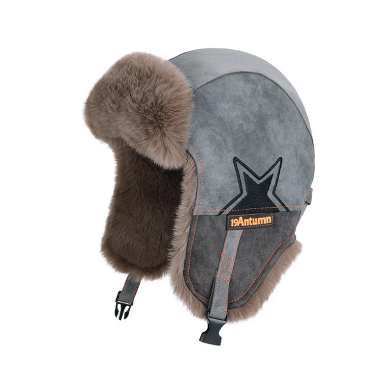 1pc Winter Warm Trapper Hat Russian Ski Cap for Men Aviator Ear Flap